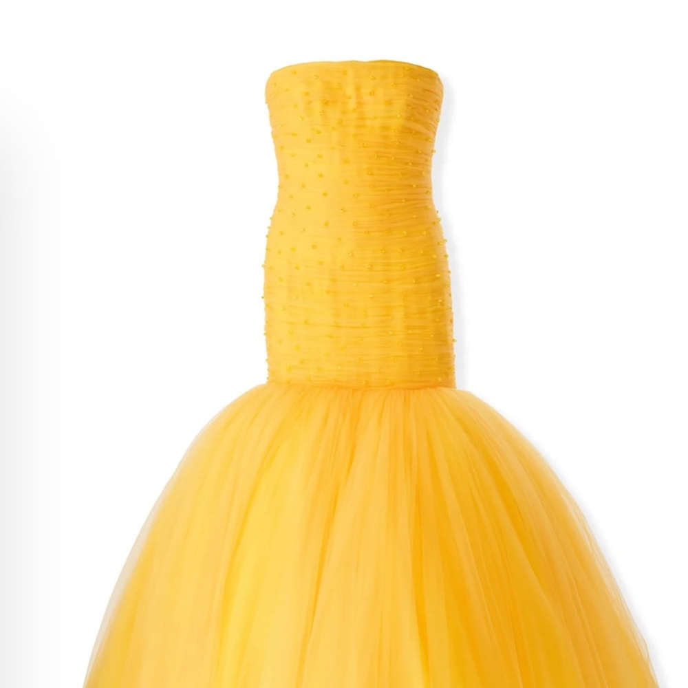 New NWT Carolina Herrera Embroidered Strapless Mermaid Gown Taxi Cab Yellow 8 - Picture 3 of 12